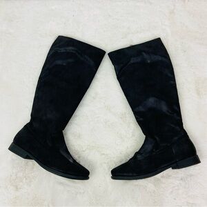 BAMBOO Black faux leather flat Boots size 7.5